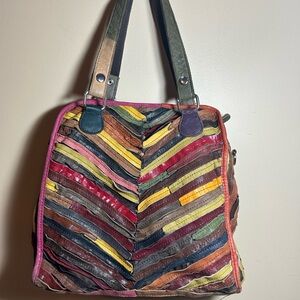 90’s Multicolor Patchwork Leather Shoulder Bag